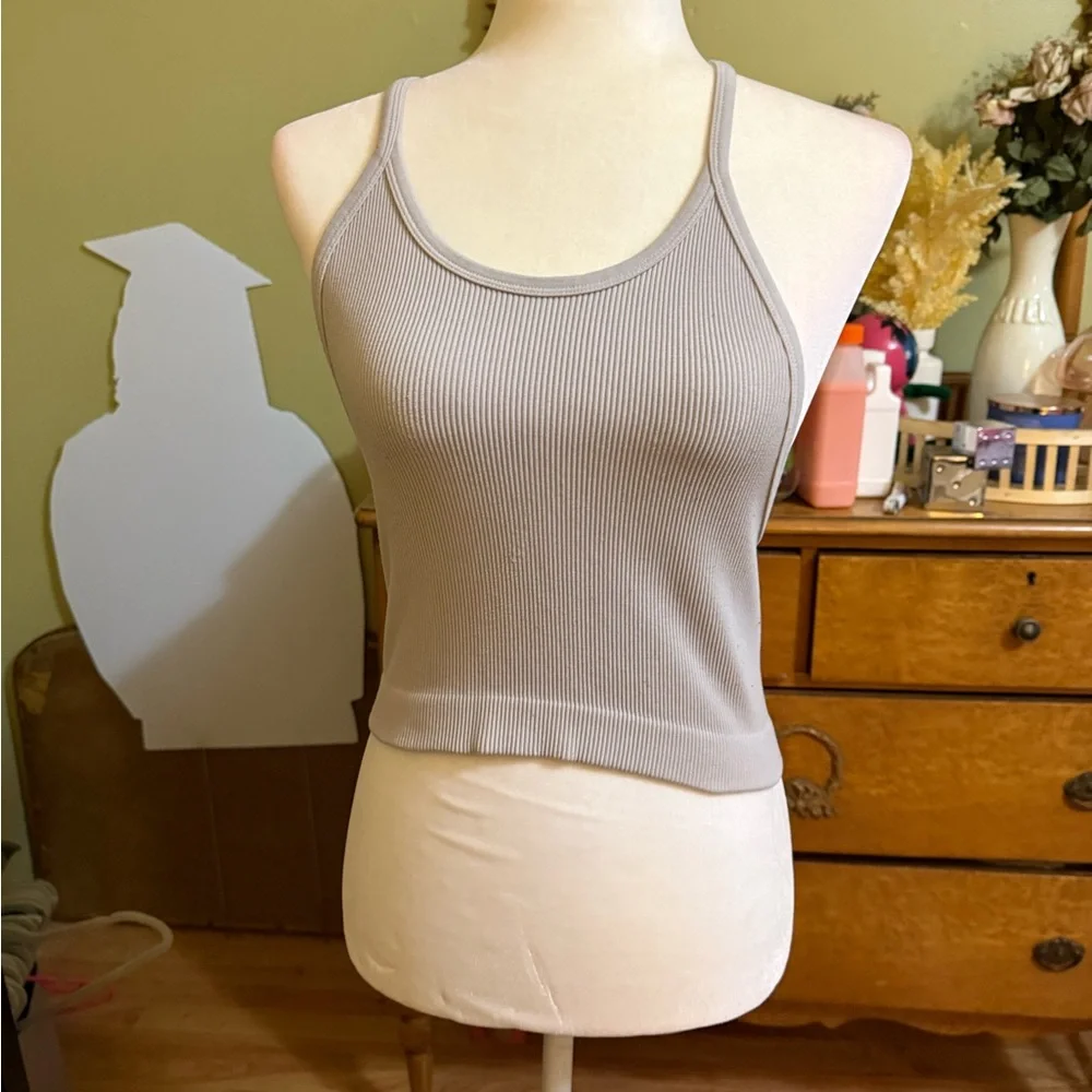 Gray Ribbed Tank Top - Picture 1 of 3